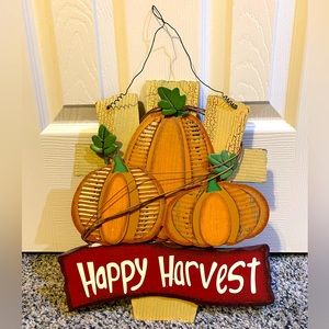 “Happy Harvest” fall hanging home decor sign